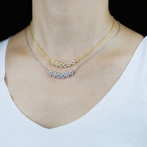Promoción 2023, Nueva Joyería de Moda Primavera para Mujer, Collar con Micro Pavé Geométrico, Barra Curva, Perla Marina, Flor con Circonitas - Product Image 4