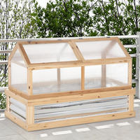 Serre en cèdre personnalisée toit ouvrable transparent double portes à 3 niveaux étagères mini structure en bois d'intérieur polycarbonate sous pression