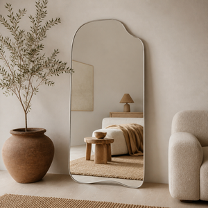 Miroir pleine longueur irrégulier sur mesure YRG, forme, taille et couleur personnalisées, cadre en bois MDF, verre HD, 90x180cm, pour hôtel et <span class=keywords><strong>maison</strong></span>, usine OEM ODM - Product Image 3