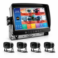 Système de surveillance pour camion 9 pouces 4 canaux avec alerte IA BSD, caméra de recul 1080P, vision nocturne couleur, enregistrement en boucle sur carte SD, étanche IP68