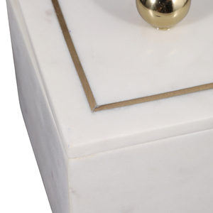 Scatola Portagioie Minimalista in Marmo con Coperchio Intarsiato in Ottone, Decorazione per la Casa - Product Image 6