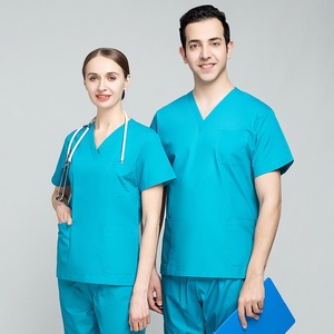 Set Divisa Medica Personalizzata in Tessuto Traspirante Poliestere-Cotone, Unisex, Tinta Unita o Multicolore, Manica Corta per Infermieri e Dottori - Product Image 3