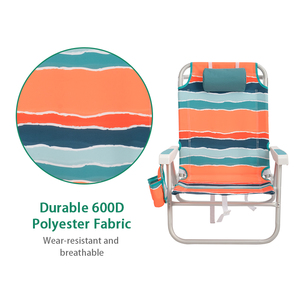 เก้าอี้ชายหาดพับได้ทำจากอลูมิเนียม<span class=keywords><strong>5</strong></span>ตำแหน่งพร้อมถุงเก็บของสำหรับผู้ใหญ่ - Product Image 2