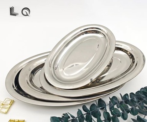 Оптовая продажа: роскошная овальная серебряная тарелка из нержавеющей стали для сервировки ужина, приготовления рыбы, подачи фруктов, для домашнего буфета - Product Image 3