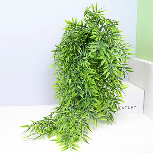 Artificial Bamboo <b>Leaf</b> <b>Wall</b> Hanging 5 Fork 69 Mesh Plastic Vines For Home <b>Decor</b> And Outdoor Use - Product Image 2