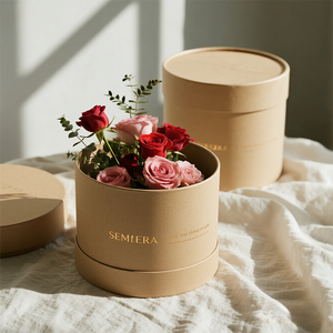 Biểu Tượng Tùy Chỉnh Kích Thước Lớn Đường Kính Sang Trọng Màu Hồng Tăng Bao Bì Xi Lanh Cứng Nhắc Các Tông Với Nắp Vòng Quà Tặng Hoa Hộp Giấy Ống - Product Image 3