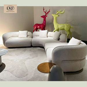 OKF Canapé sectionnel en velours blanc 4 places personnalisable Design moderne élégant et minimaliste pour villa bureau salon simple - Product Image 3