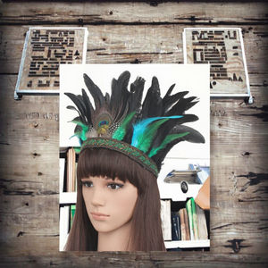 ファンシーカーニバルフェザーヘアヘッドバンド-鶏と孔雀の羽根を使った大人向けハロウィンパーティーアクセサリー（人気商品） - Product Image 3