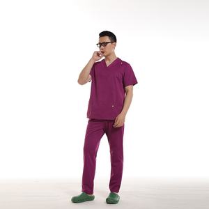 Classica 100% in saia di cotone verde <span class=keywords><strong>viola</strong></span> da uomo Scrub da medico infermiere da ospedale uniforme da medico alla moda - Product Image 4