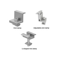 Collier de fixation intermédiaire en aluminium anodisé pour rail de montage de panneaux solaires, support PV, installation sur toiture