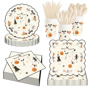DAMAI Halloween Party Disposable Paper Plates Customized Pumpkin <b>Witch</b> Cat Printing Paper Dessert Plates Tableware Sets - Product Image 2
