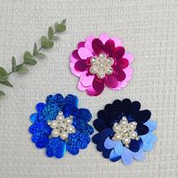 Fleur en sequins faite à la main, accessoire vestimentaire, patch décoratif en tissu, fleur artisanale en perles et strass, fabriquée en Chine
