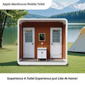 Cabine de toilette en bois portable, design minimaliste, pour usage public extérieur, forme rectangulaire - Product Image 2