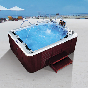Venta caliente diseño europeo moderno <span class=keywords><strong>de</strong></span> <span class=keywords><strong>madera</strong></span> Rectangular masaje al aire libre acrílico Whirlpool Spa bañera para Baño - Product Image 3