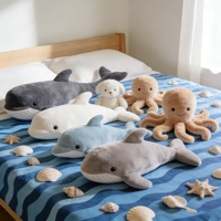 Jouets en peluche personnalisés de taille variée : baleine, dauphin, pieuvre, chien, jouets en peluche pour enfants, jouets et décoration de chambre d'enfant