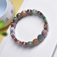 Bracelet en Jaspe Océanique Naturel UJBOX en Gros, Bracelet Perlé Facetté, Bijou en Pierre Énergétique de Guérison de Madagascar pour Femme