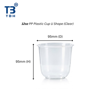 Vaso de PP en forma de U de 12 oz, PPCS-12, 95 mm, vaso de plástico PP con fondo redondo en forma de U, transparente, flexible, para boba, mercado, oficina, compatible con OEM y ODM. - Product Image 1