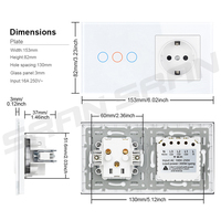 Prise murale modulaire DIY avec interrupteur, norme européenne, panneau en verre, prise intelligente WiFi Tuya Alexa Google Home, design personnalisable