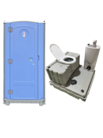 Unité de toilettes mobiles, cabine de toilettes portable avec évier et éclairage pour chantier de construction et événements