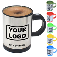 Mug à café automatique en acier inoxydable personnalisé avec logo personnalisé, cadeaux d'entreprise, capacité de 400 ml, design classique écologique