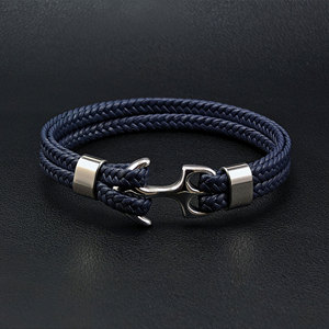 Bracelet Nautique en Cuir pour Homme, Bijou Ancre en Acier Inoxydable Imperméable et Inaltérable, Bracelet Tendance de Haute Qualité - Product Image 3