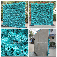 Mur de fleurs artificielles 3D en soie de luxe OEM, 2,4 m x 2,4 m, pour décoration de mariage, fête ou maison