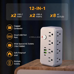 Multipresa, <span class=keywords><strong>Caricatore</strong></span> USB <span class=keywords><strong>da</strong></span> Parete, Estensore a 8 Prese con 4 Porte di Ricarica USB, Prese Elettriche Multiple - Product Image 3