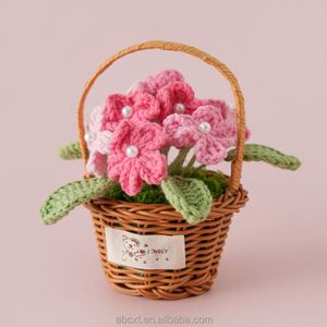 Panier de fleurs en pot multi-têtes « Ne me quitte pas », petit panier à fleurs tricoté, panier à fleurs coloré fait main au crochet - Product Image 6