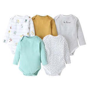 Combinaisons bébé en coton à manches longues 5 pièces 2021, combinaisons bébé 100% coton, vêtements bébé, combinaison bébé tricotée - Product Image 3