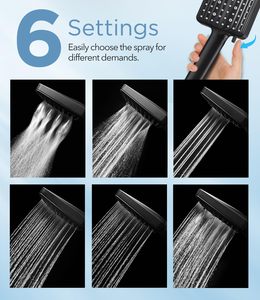 Lọc đầu vòi sen đen 6 chế độ áp lực cao có thể tháo rời cầm tay showerhead Set với thép không gỉ Hose <span class=keywords><strong>Shower</strong></span> <span class=keywords><strong>ARM</strong></span> <span class=keywords><strong>Bracket</strong></span> - Product Image 3