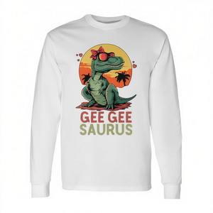 Geegeesaurus Dino T-Rex T-shirt à manches longues unisexe pour adulte, col rond, impression numérique, design tropical - Product Image 2