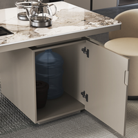 Table Basse Moderne Minimaliste en Dalle de Roche Durable – Design Panneau – Station Thé Compacte de Luxe avec Bouilloire (Balcon/Bureau)