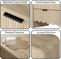 Commode à 6 tiroirs en bois cannelé et festonné style bohème, meuble de rangement moderne pour chambre à coucher, maison ou hôtel