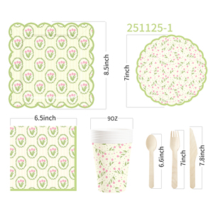 Platos y Servilletas Desechables con Diseño de Flores Silvestres DAMAI, Decoraciones Florales para Picnic de Primavera, Bodas, Cumpleaños, Fiestas de Té - Product Image 5