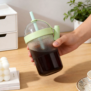 Nuova Tazza con Cannuccia Portatile per Esterni, Bottiglia d'<span class=keywords><strong>Acqua</strong></span> per Caffè e Tè al Latte - Product Image 1
