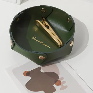 Plateau de rangement de bureau en cuir PU minimaliste avec logo personnalisé, organisateur multifonctionnel pour clés, bijoux, cosmétiques - Product Image 5