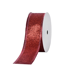 Pita Grosgrain Glitter Jacquard Katun 10 Yard 38mm Ramah Lingkungan Pita Natal Tepi Kawat 4 Warna Logo Custom Tersedia - Product Image 5