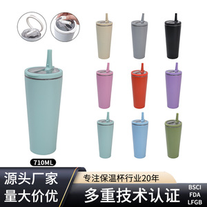Stainless Steel Insulated Tumbler With Straw And Lid Travel Water <b>Bottle</b> 20oz For Outdoor Use - Product Image 5