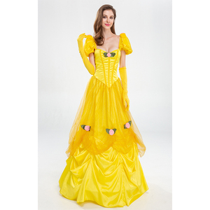 Costume d'Halloween Robe de princesse La Belle et la Bête Princesse Belle Robe de gâteau jaune Costume de scène - Product Image 5