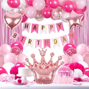 Decorazioni per <span class=keywords><strong>Compleanno</strong></span> Principessa <span class=keywords><strong>Rosa</strong></span> Acceso per Donne Palloncini Bianchi e <span class=keywords><strong>Rosa</strong></span> Chiaro Striscione Frange e Tende <span class=keywords><strong>Buon</strong></span> <span class=keywords><strong>Compleanno</strong></span> - Product Image 5