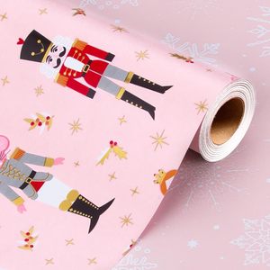 Papel de regalo navideño de 80g, diseño Cascanueces Rosa, 26 artículos nuevos en stock, ideal para regalar a niñas durante Navidad - Product Image 1