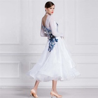 B-18413 Personnalisé Offre Spéciale Bal Blanc Lisse Concurrence Robe De Danse Haut De Gamme moderne Robe De Danse De Salon Pour Adultes