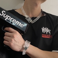 Bijoux de style urbain, bracelet en acrylique transparent PVC, collier large à chaîne pour homme, collier ras du cou fonctionnel