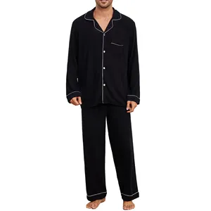 MQF Schlussverkauf alle Saison Kunstkaschmir Herren-Pyjamas leichtes Gewicht und super weicher V-Ausschnitt lange Ärmel Herren Pyjama-Set Hosen