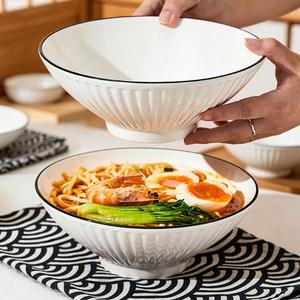 Bol à pâtes <span class=keywords><strong>grande</strong></span> capacité en grès de style japonais et coréen, bol de service pour salade, bol à soupe en céramique – Vente en gros - Product Image 2