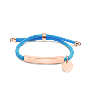 Ywaggu कस्टम स्टेनलेस स्टील कस्टम एडजस्टेबल हस्तनिर्मित ब्रेडेड स्ट्रिंग कंगन पुरुषों महिलाओं के लिए गोल खाली कंगन गोल - Product Image 5