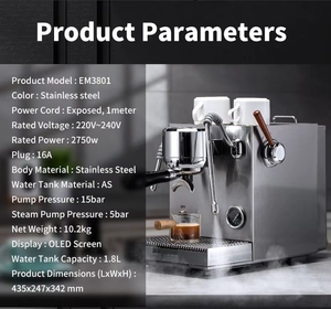 Cafetera Espresso Premium - Cafetera Espresso Semiautomática y Máquina de Cappuccino, de Alta Calidad para Uso Comercial/Doméstico - Product Image 3