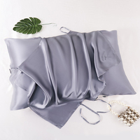 Sarung Bantal Sutra Mulberry 100% Mewah 50x75cm Untuk Rumah & Hotel Desain Cetak Logo Kustom Penutup Tali Serut