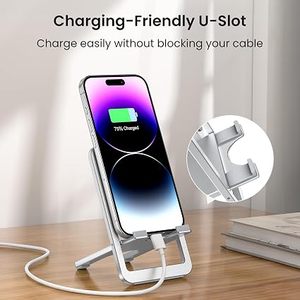 Phone <b>Stand</b> for Desk Foldable Desktop Holder Adjustable Phone Mount Portable Tabletop Nightstand <b>Recording</b> Holder for cellphone - Product Image 5