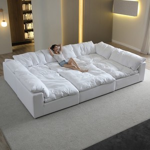 <b>Modern</b> Boucle White Cloud <b>Sofa</b> Couch Module Modular Sectional L U Shaped Corner Down Feather Compressed <b>Sofa</b> - Product Image 1